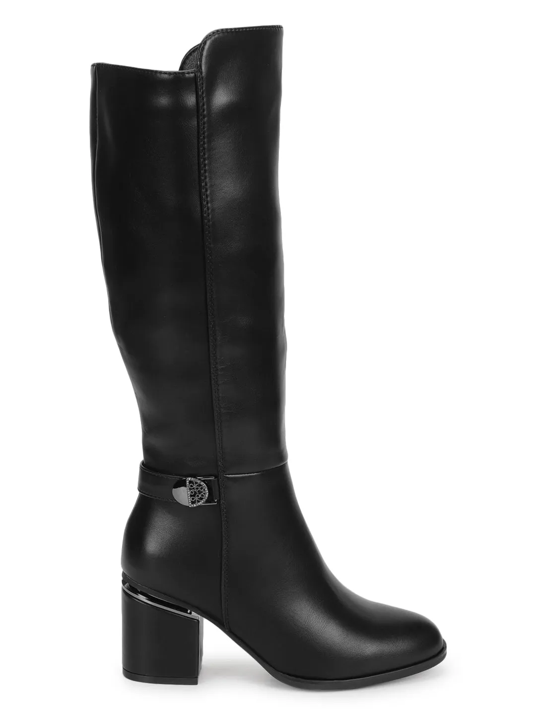 Black PU Block Long Boots (TC-219557-11-BLK)