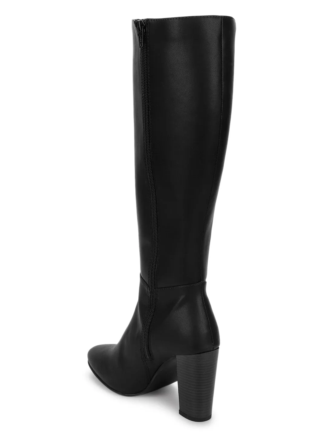 Black PU Block Long Boots (TC-ST-1288-BLK)