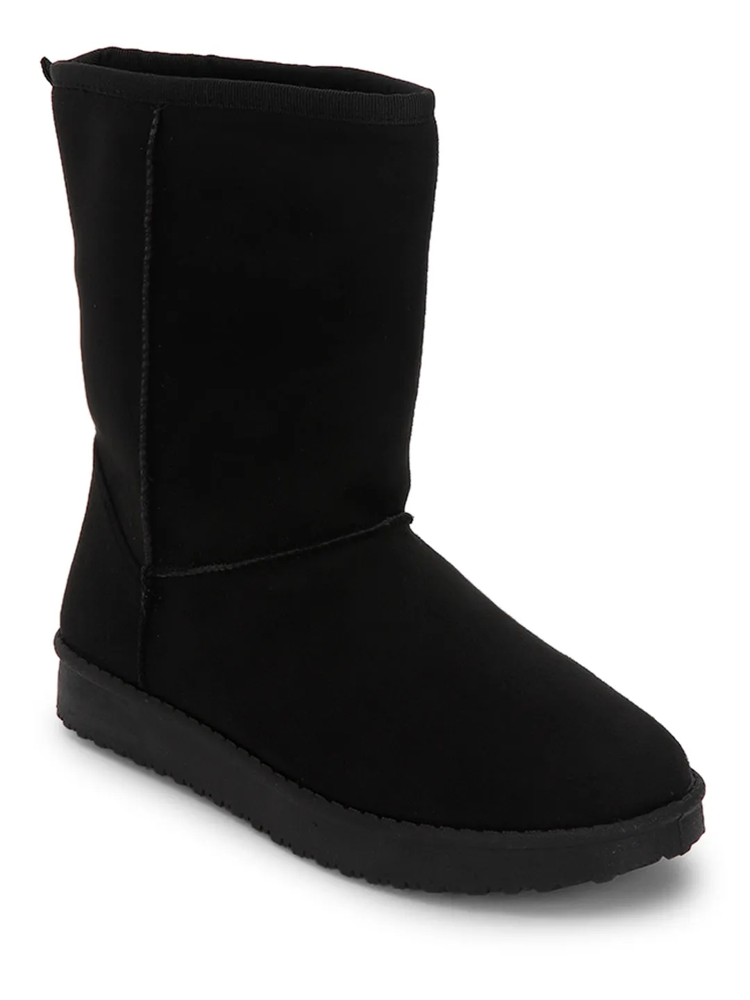 Black Suede Winter Stylish High Ankle Boots (TC-RS3683H-BLK)