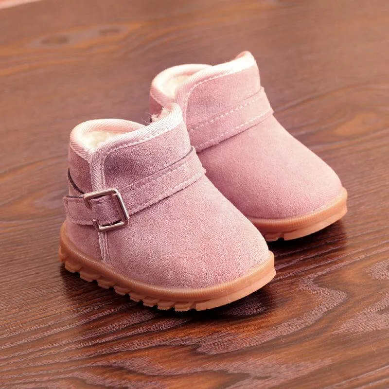 Boys And Girls Soft-soled Warm Velvet Thick Waterproof Non-Slip Short Boots