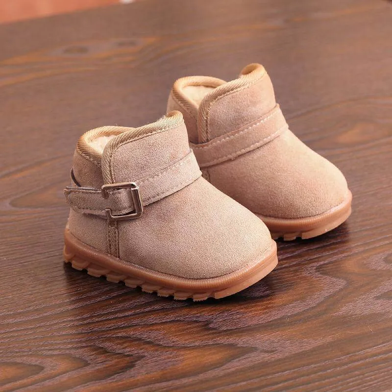 Boys And Girls Soft-soled Warm Velvet Thick Waterproof Non-Slip Short Boots