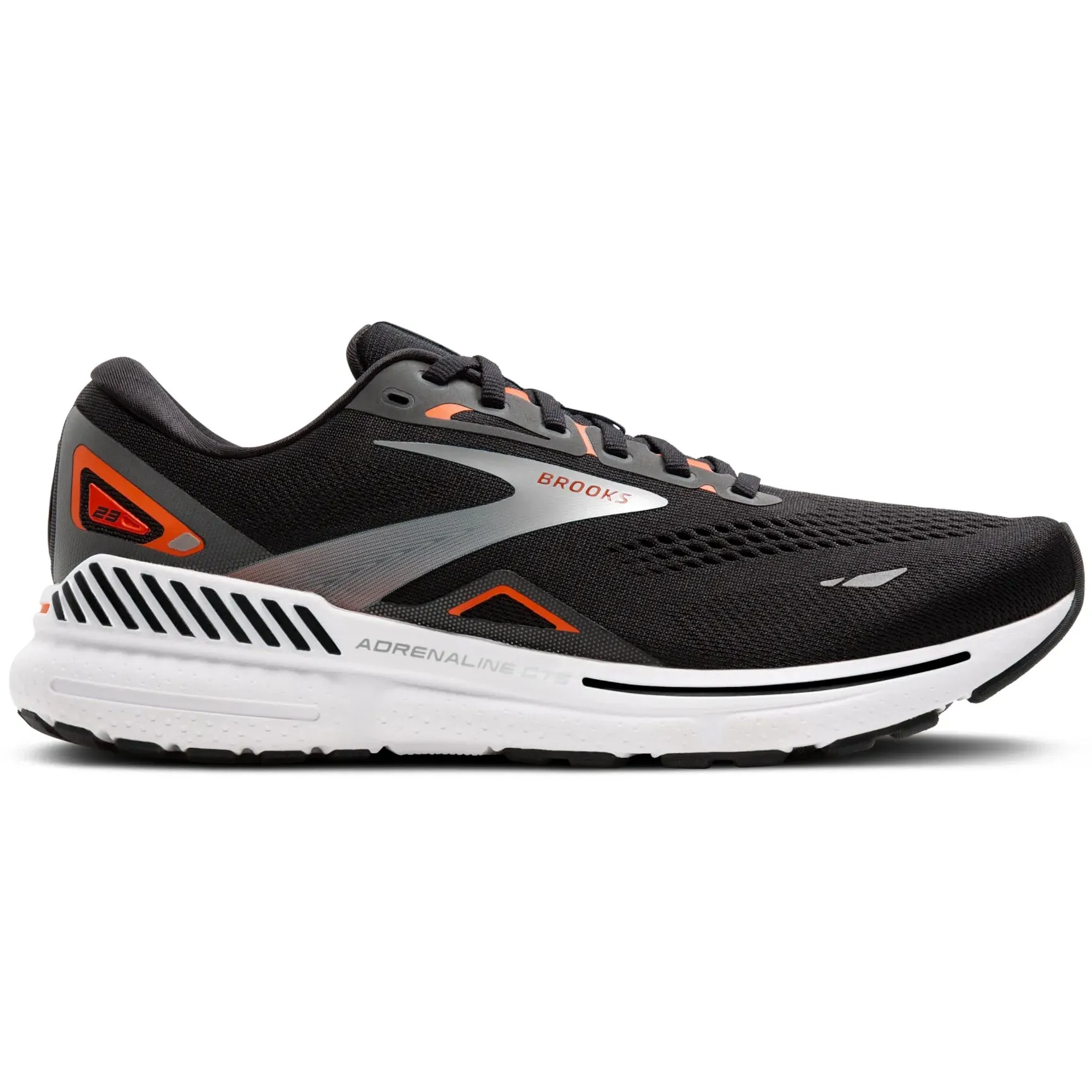 Brooks Men's Adrenaline GTS 23 Running Shoes Black / Mandarin Red / Silver