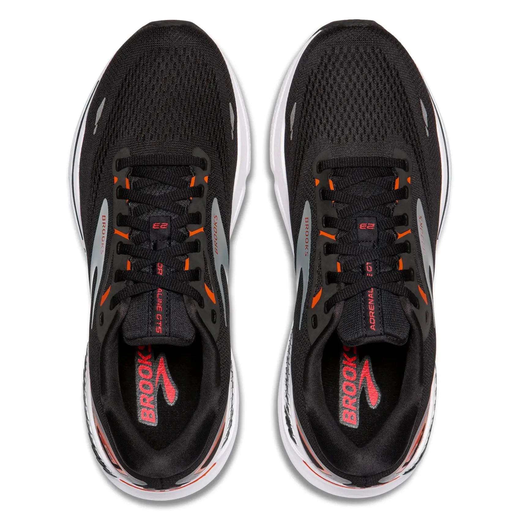 Brooks Men's Adrenaline GTS 23 Running Shoes Black / Mandarin Red / Silver