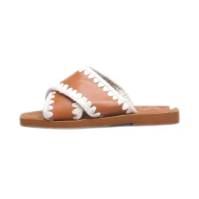 Chloe Flat Sandals Leather Brown Colour For Women