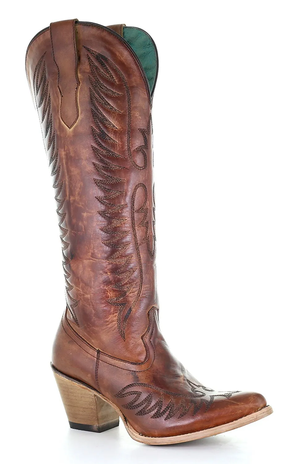 Corral Womens E1570 Brown Leather 13in Classic Cowboy Boots