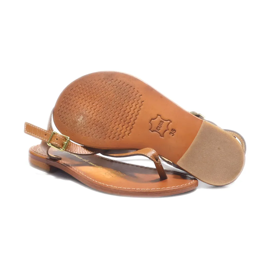 Furiosa Di Moda Flat Sandals Leather Brown Colour For Women