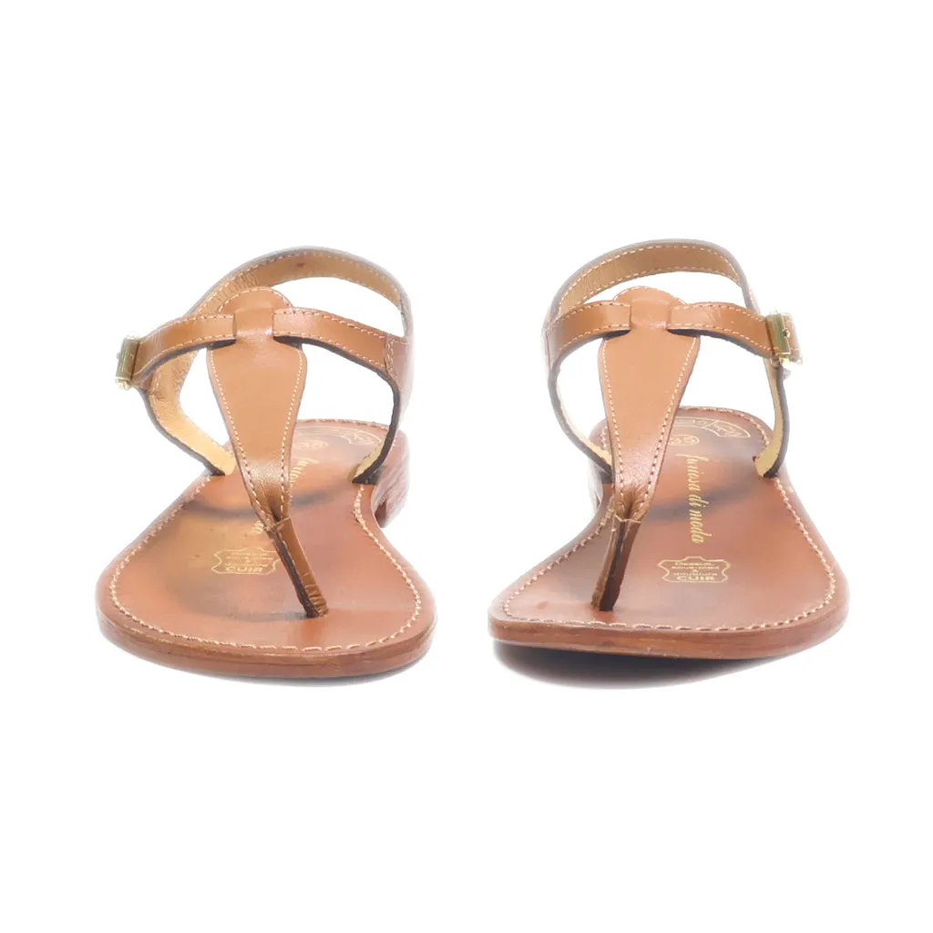 Furiosa Di Moda Flat Sandals Leather Brown Colour For Women