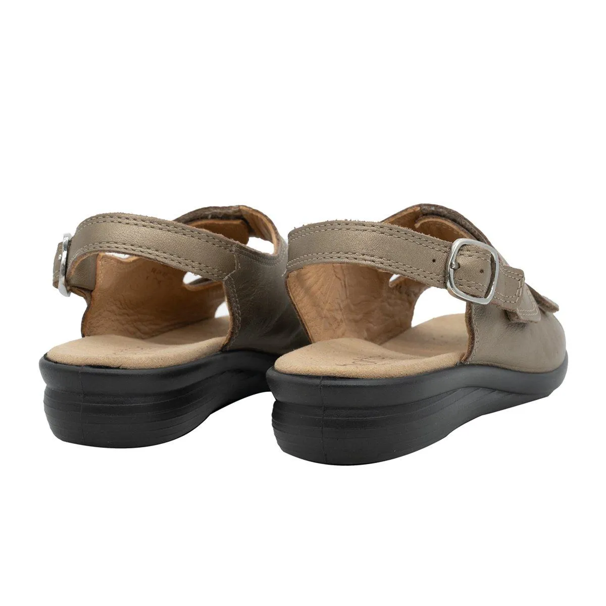 Hotter Easy Strap Flat Sandals Leather Gold Colour For Women