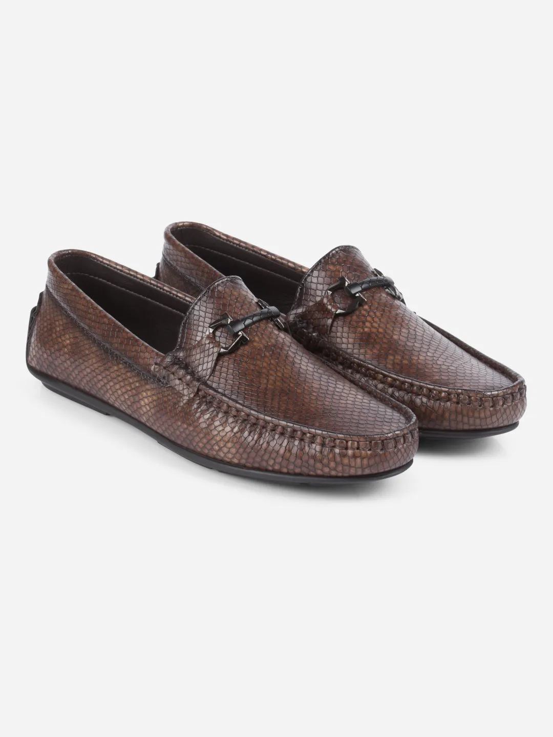 Men's Brown Moc Toe Buckle Loafer (IX4114)