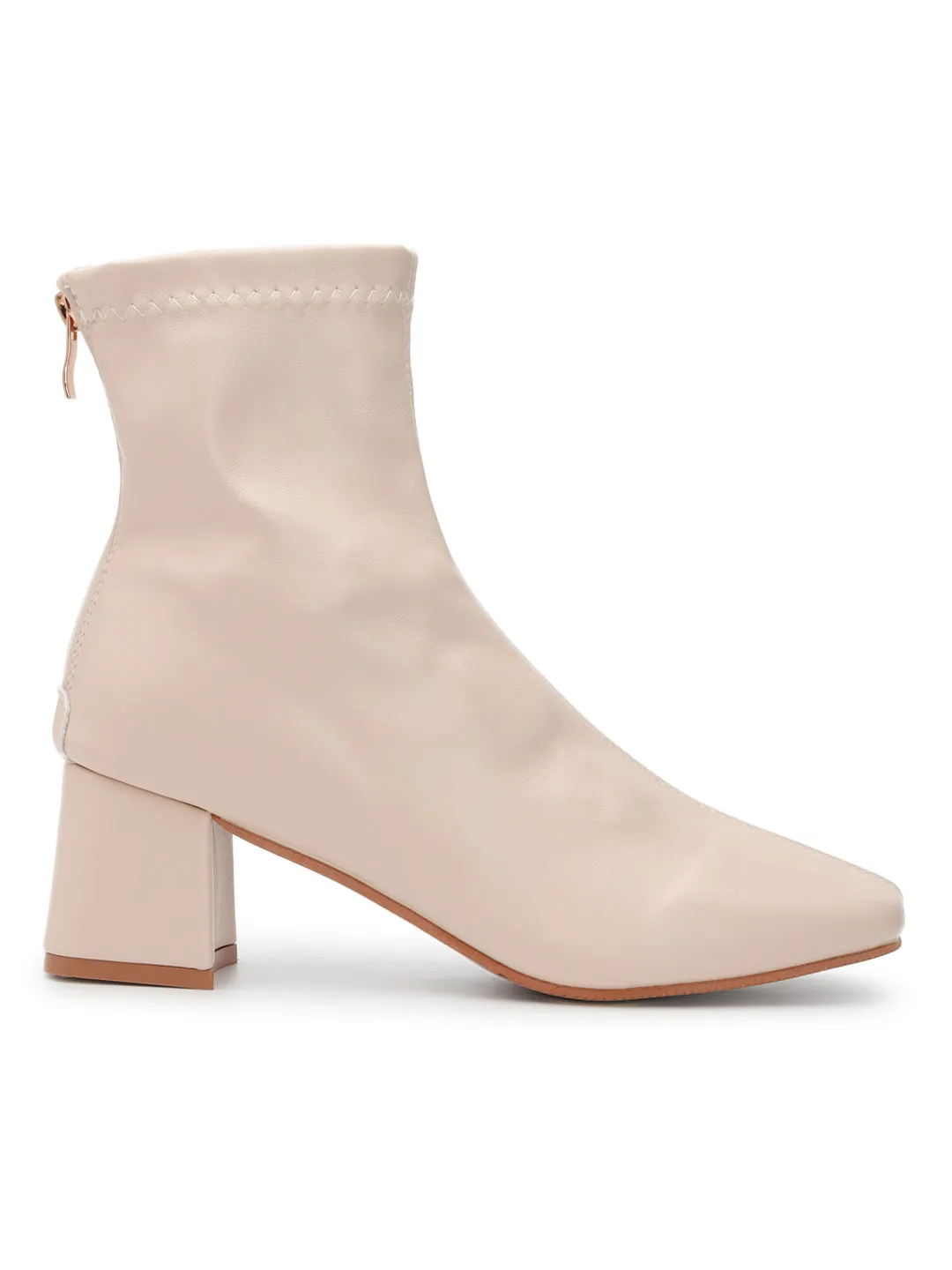 Off White PU Comfortable Stylish Ankle Boots (TC-RS3697-OWHT)