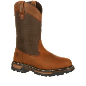 Rocky Men's Ride 10" WP 200G Ins Wellington Work Boot- Brown- FQ0002867