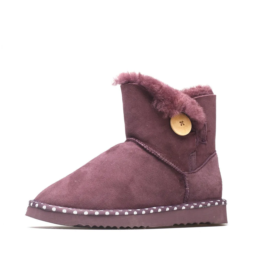 Spotted One Button Ugg Boot - Purple