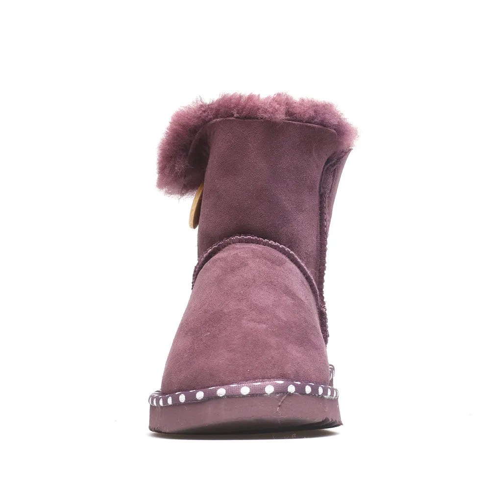 Spotted One Button Ugg Boot - Purple