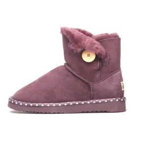 Spotted One Button Ugg Boot - Purple