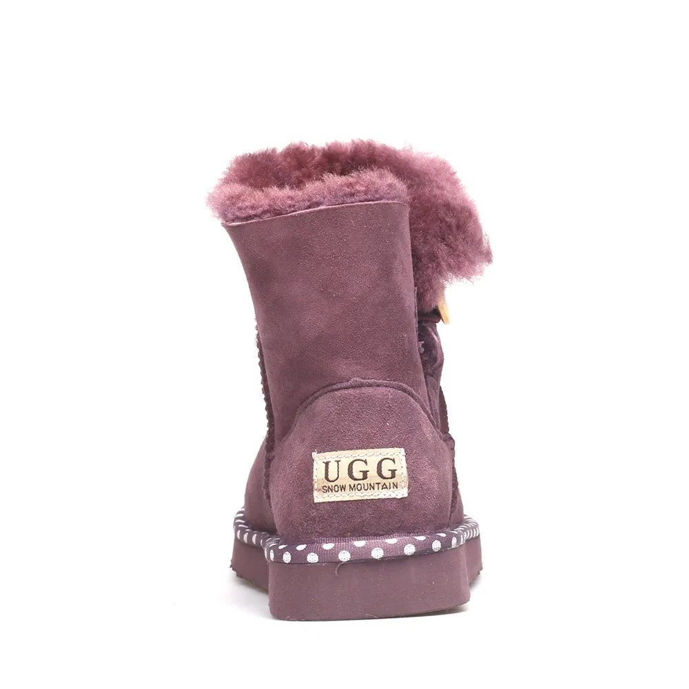 Spotted One Button Ugg Boot - Purple