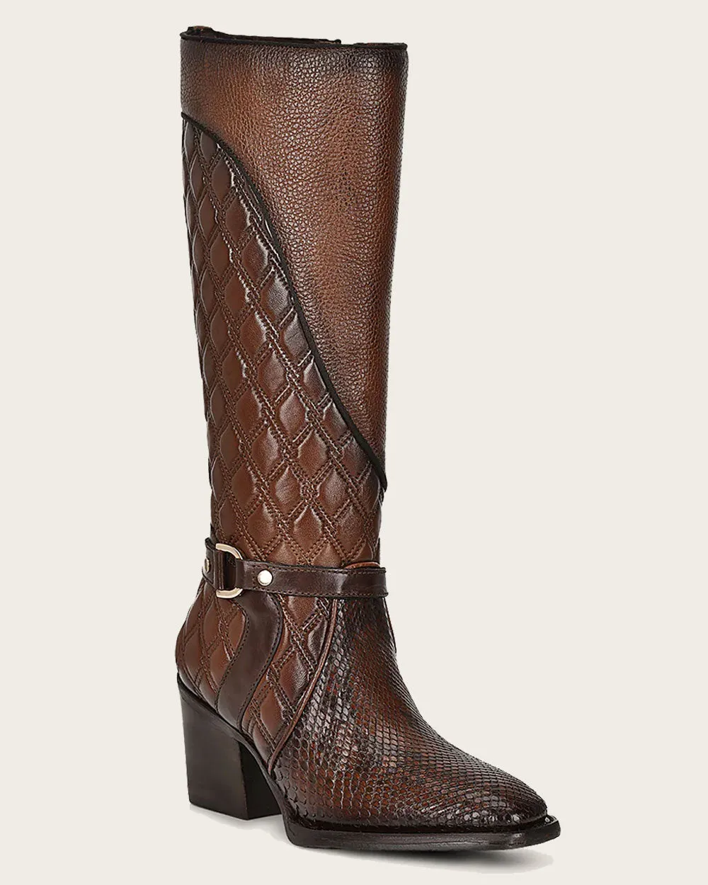 Tall brown exotic boot