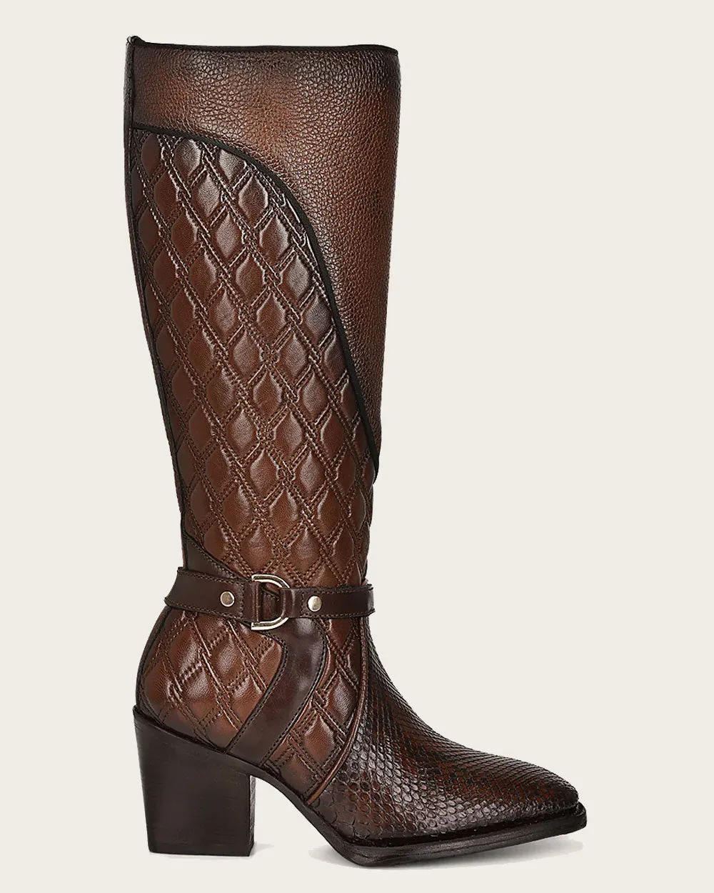 Tall brown exotic boot