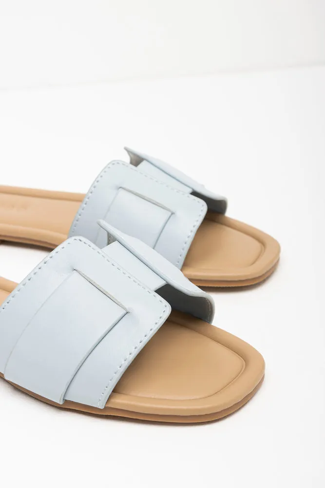 Textured Mule Sandal Light Blue