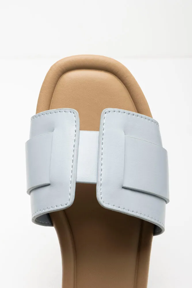 Textured Mule Sandal Light Blue