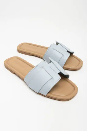 Textured Mule Sandal Light Blue