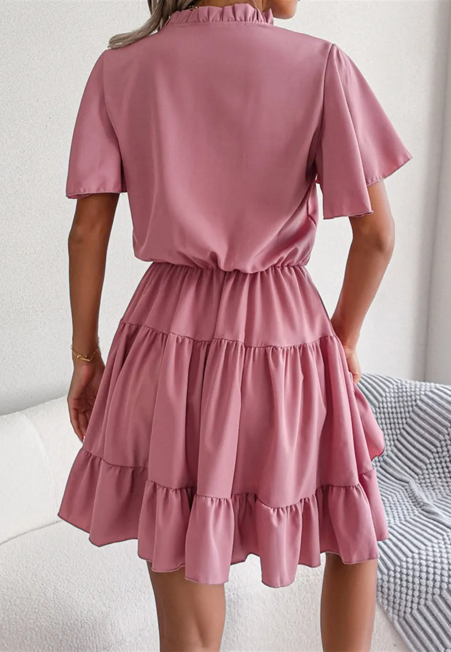 Tie Neck Tiered Dress