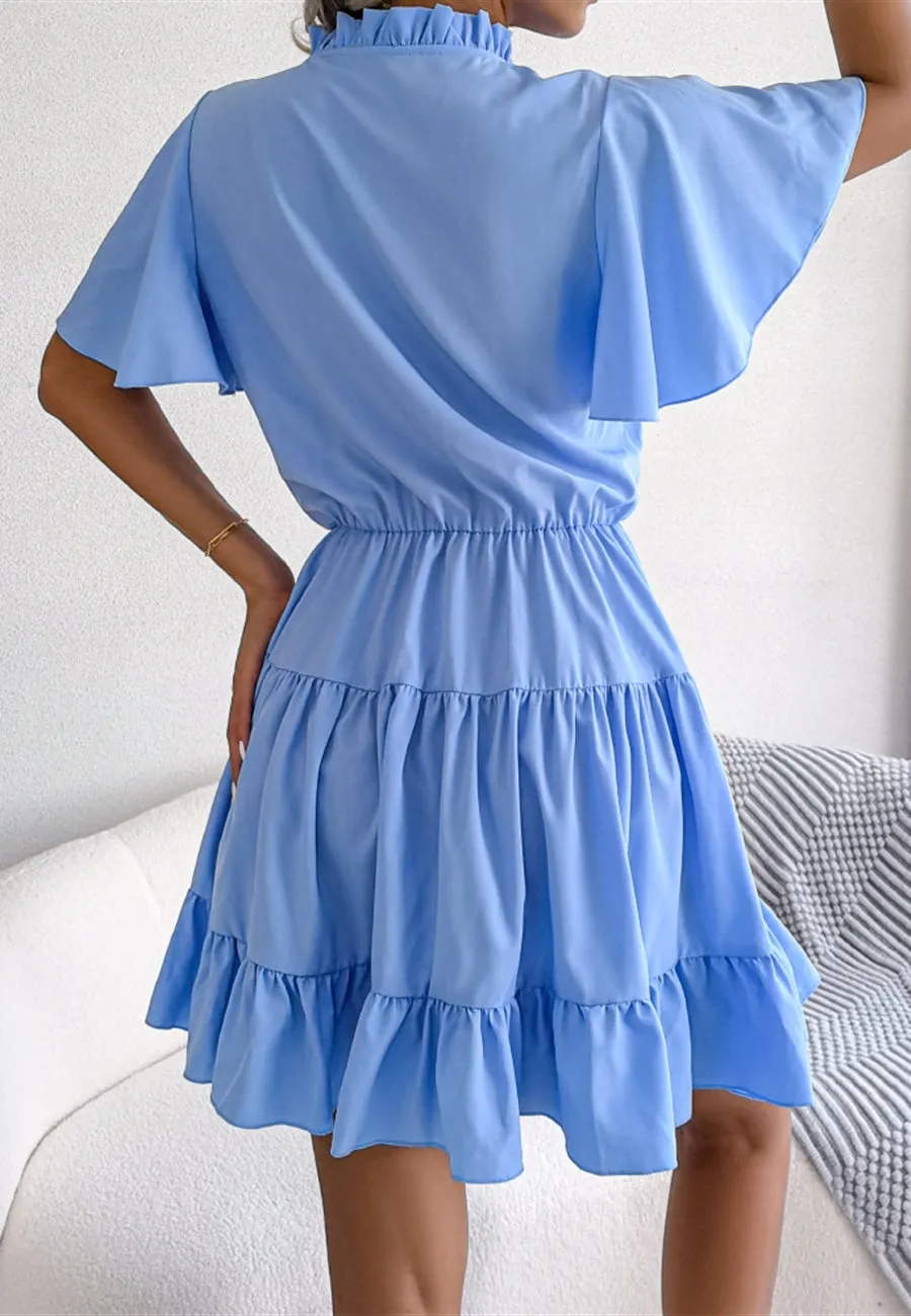 Tie Neck Tiered Dress