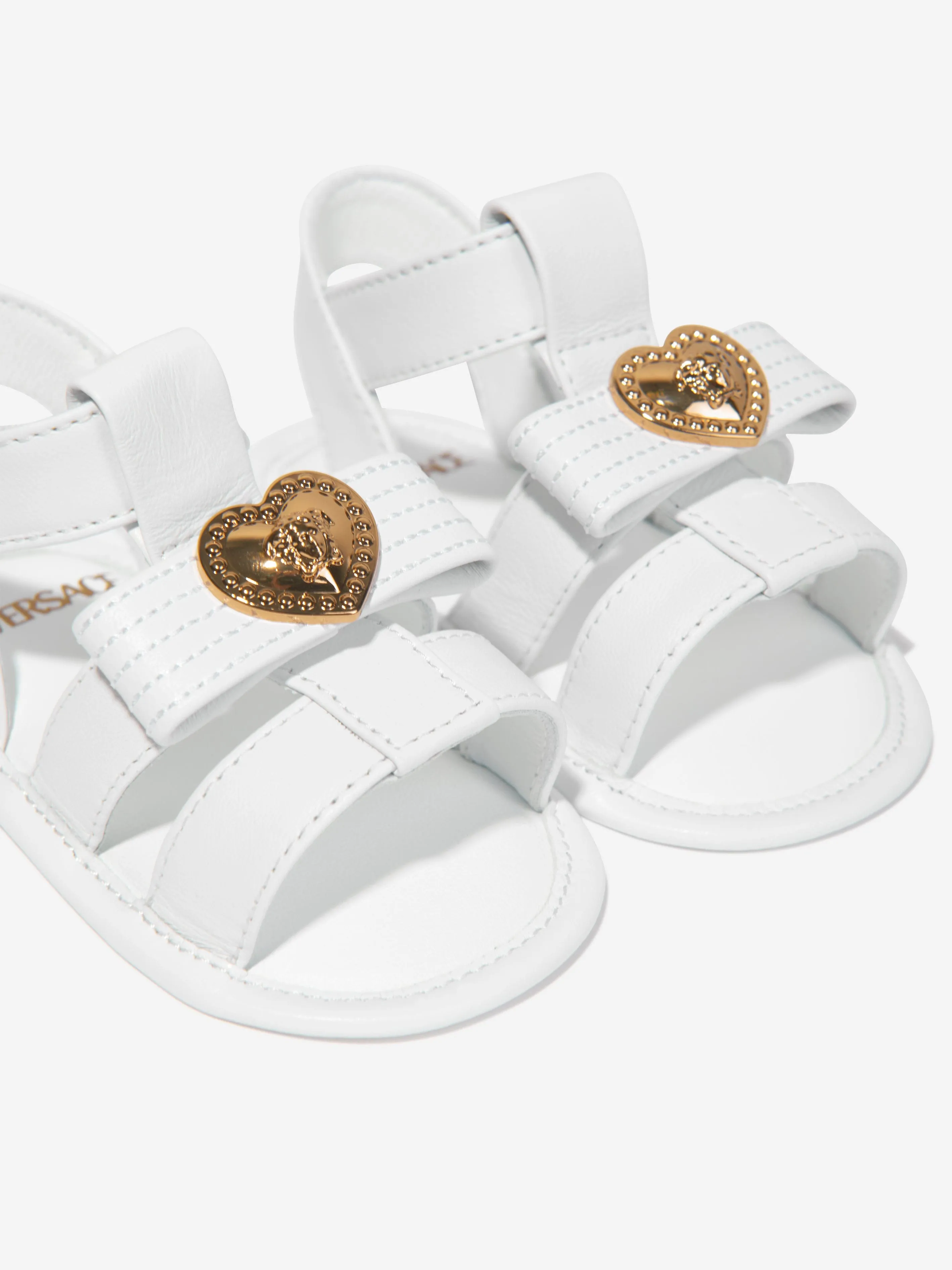 Versace Baby Girls Leather Medusa Heart Sandals in White